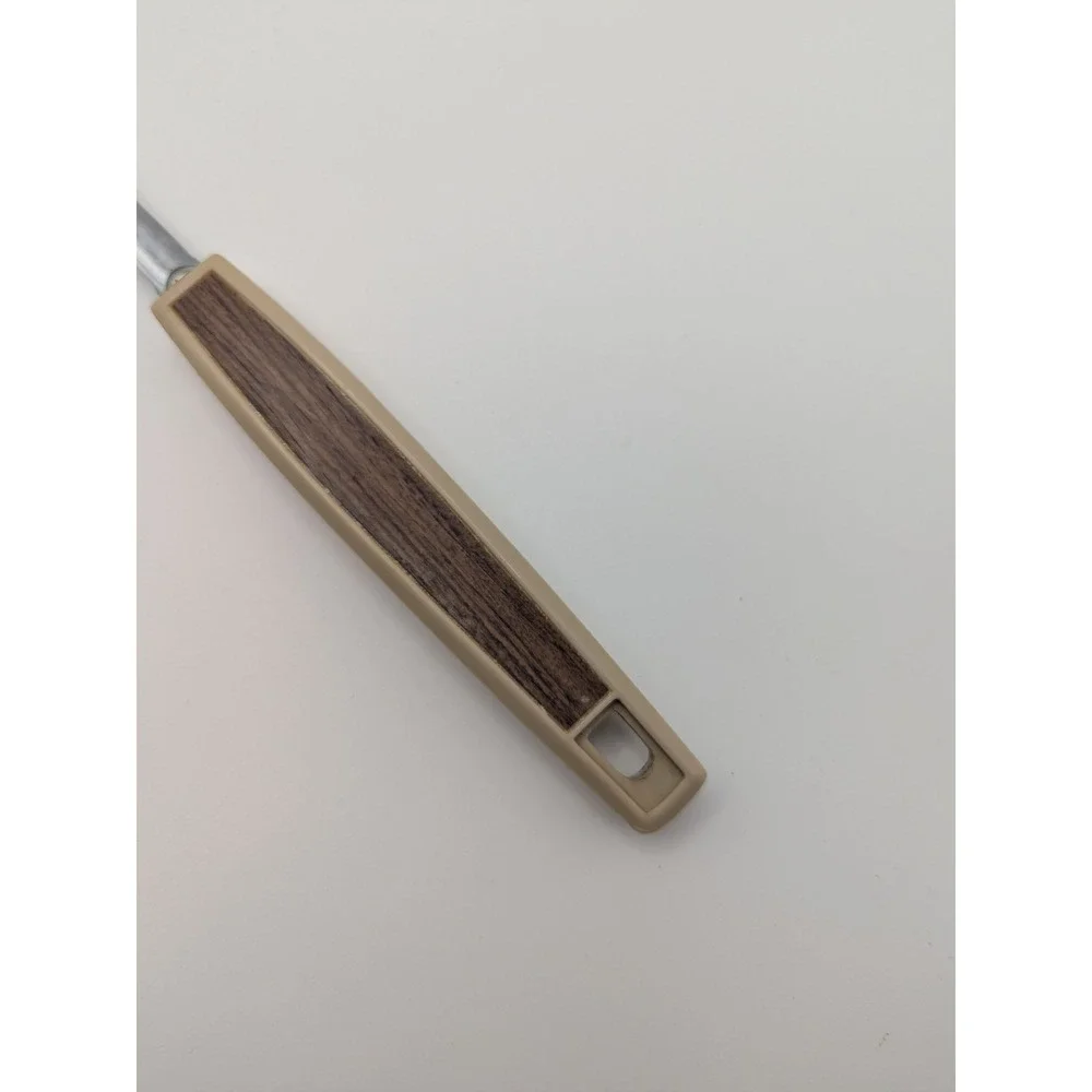 Vintage Slotted Serving Spoon Stainless Steel Faux Wood Handle Japan‎ MCM Retro